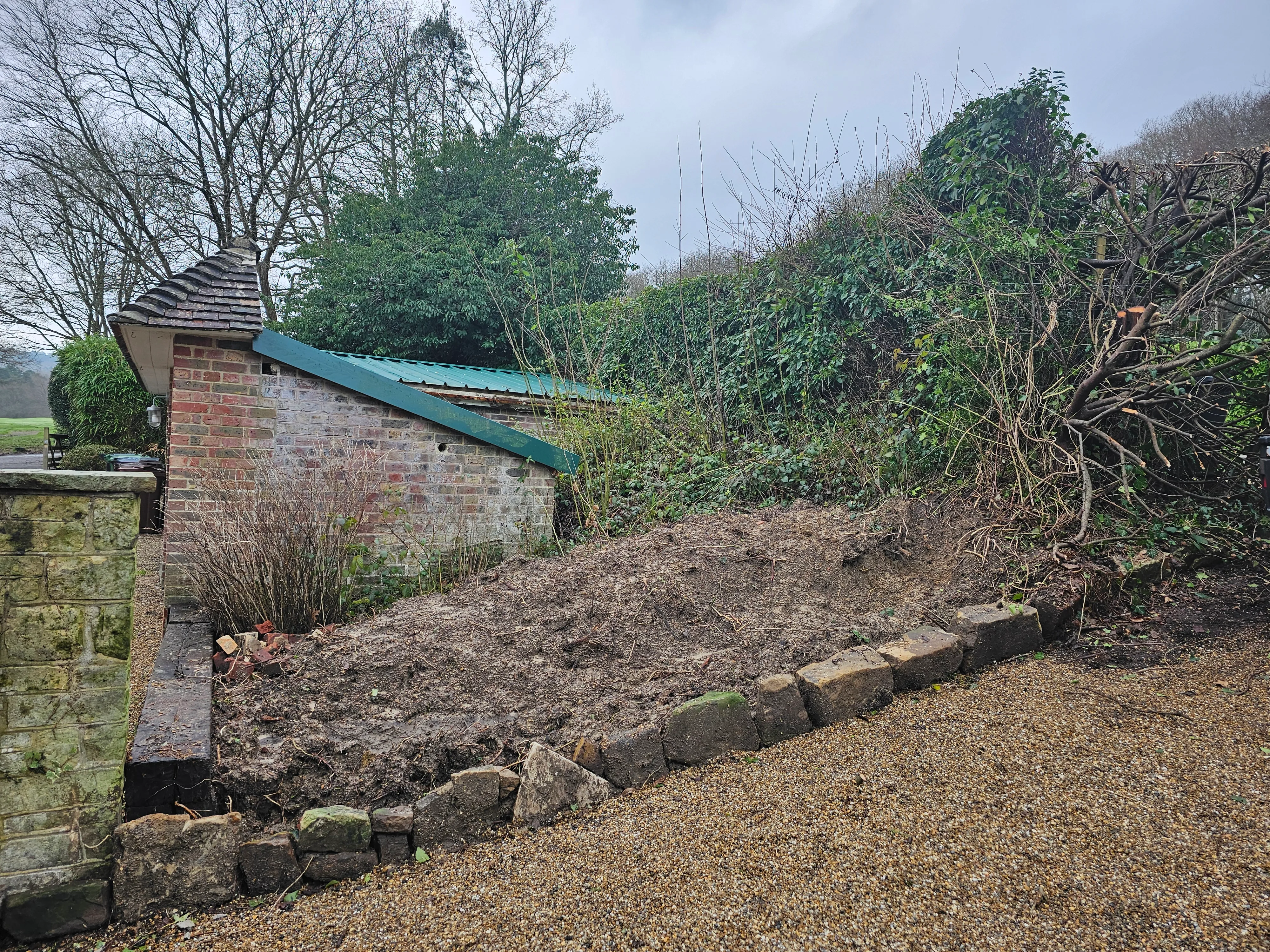 Garden boundary before hedge planting